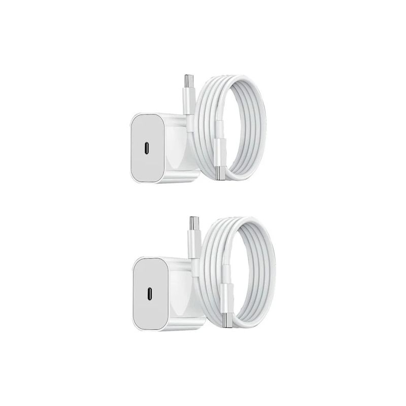 20-w-schnellladegerät, Usb-c-adapter + 2-m-kabel, Weiß, 2er-pack
