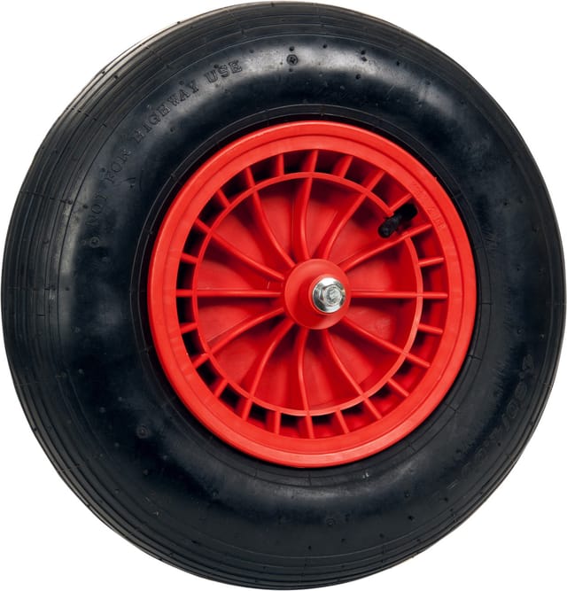 pro-bau-tec Ersatzrad für Schubkarre Vollgummi schwarz/rot Luftreifen