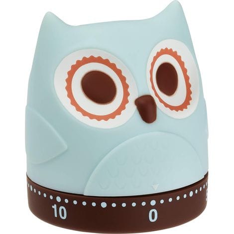 Küchentimer, Mechanisch, Originell, Retro-stil, Gummiertem Kunststoff, L 61 X B 61 X H 71 Mm, Hellblau/braun