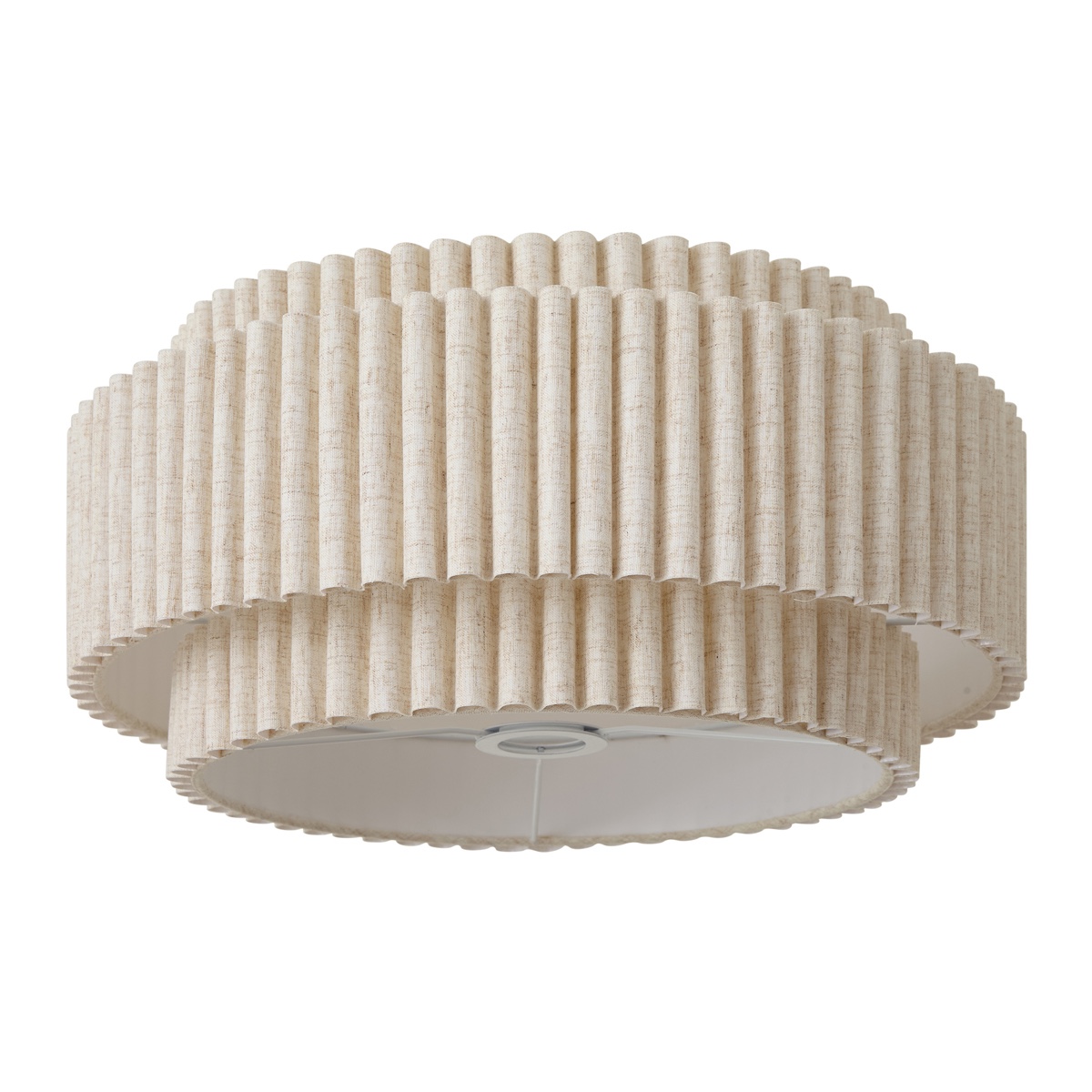 Qazqa Japandi Lampenschirm Beige Leinen 45/45/22 - Scalloped