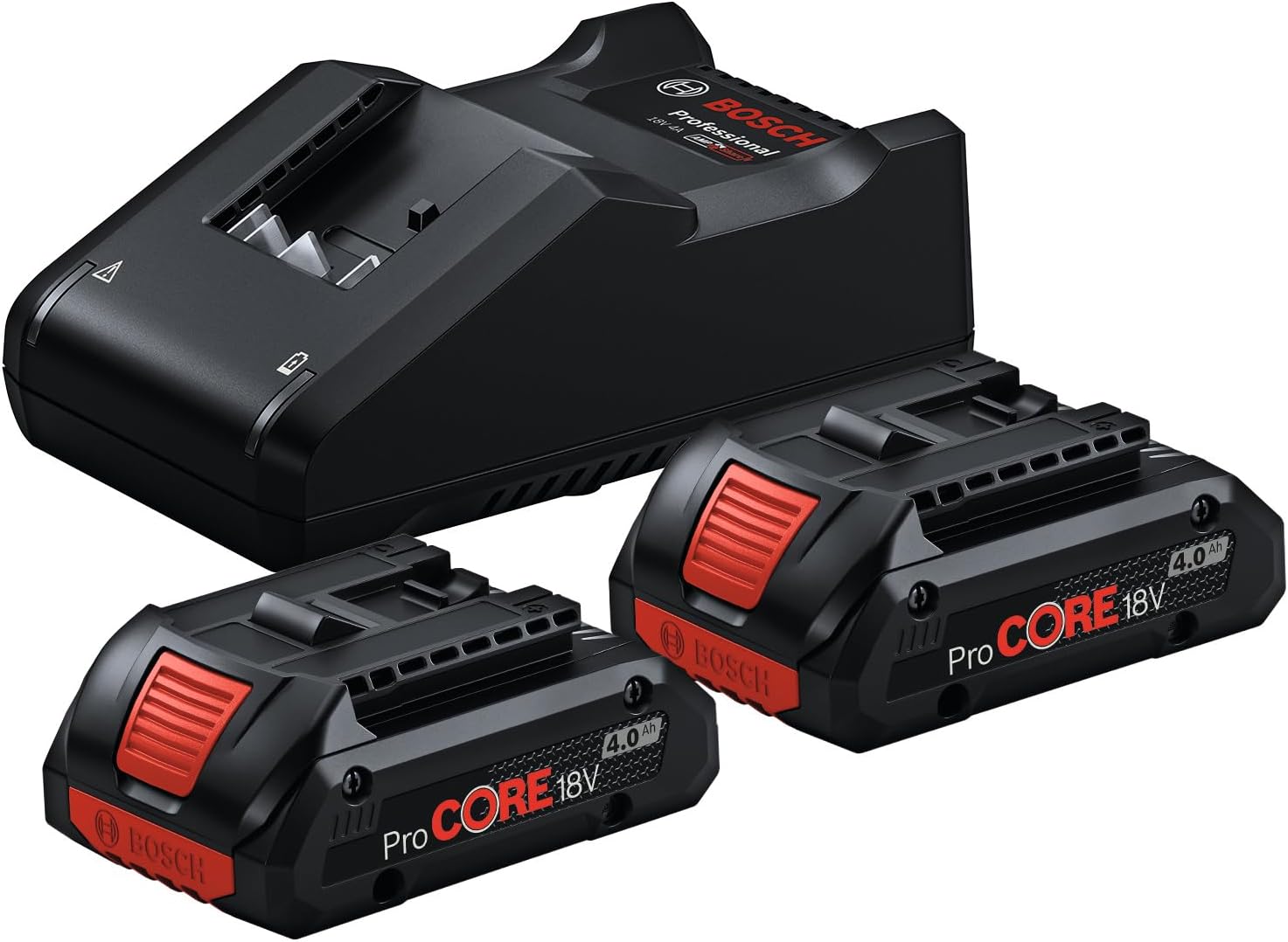 Bosch Professional 18v System Starter-set Akkus: 2 Procore18v 4,0ah Akkus + Gal 18v-40 Schnellladegerät