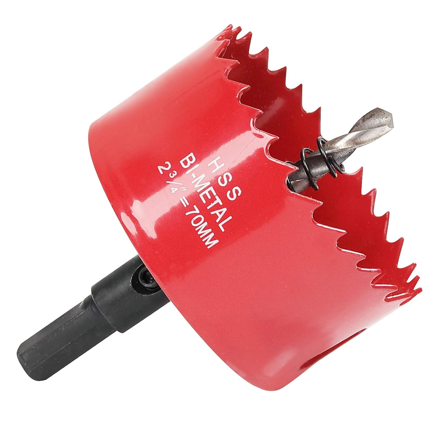 70-mm-lochsäge – Hss M42 Bimetall – Lochsäge Mit Sechskantschaft Und Bohrer Für Holz, Gipskarton Und Blech – 1 Stück – Rot