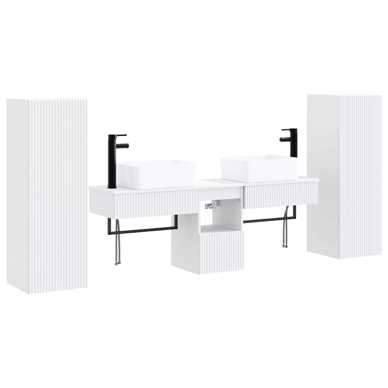 Badezimmermöbel-set 5 Stk. Weiß 202 X 35 X 100 Cm Holzwerkstoff Vidaxl