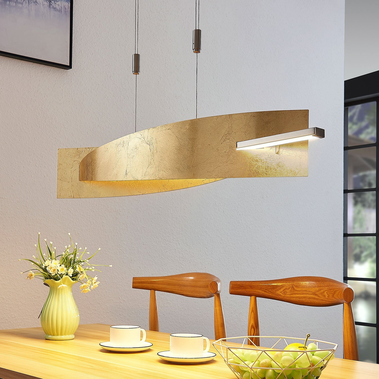 [gebraucht] B-ware Lucande Hängeleuchte Pendelleuchte Marija Led Dimmbar Goldfarben 101cm Leuchte