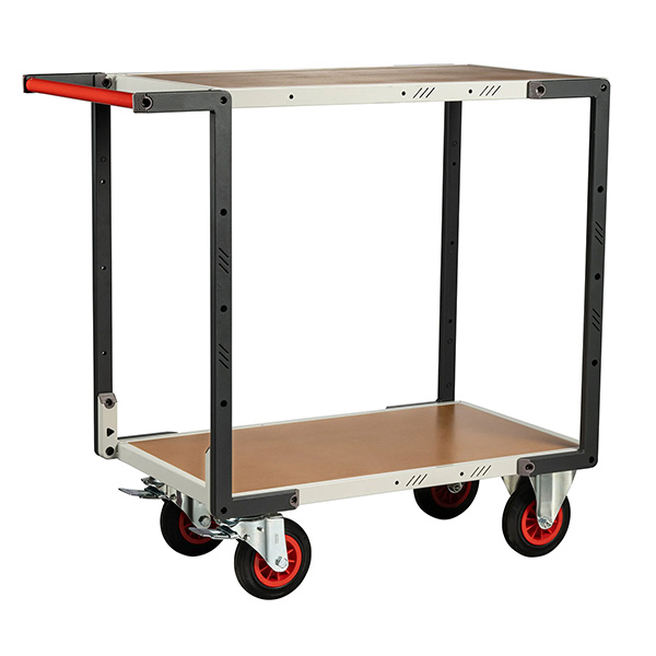 Werkstattwagen Mit 2 Ablagen (mdf), 850 × 495 Mm – 1 Griff – 400 Kg – Gummiräder, Ø 160 Mm - 884721232