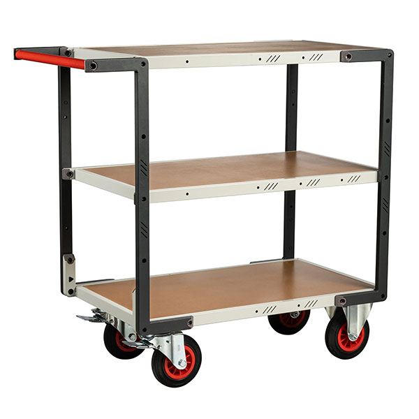 Werkstattwagen Mit 3 Ablagen, Mittelgroß, 850 X 495 Mm – 1 Griff – 400 Kg – Gummiräder Ø 160 Mm - 884721234