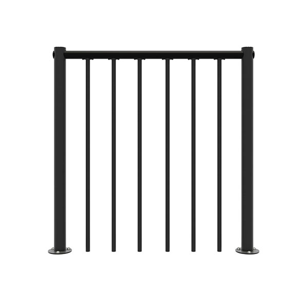 4 Geländer Aus Schwarzem Stahl – Handlauf Aus Pvc – Länge 1,00 M - Re-i-rv-pvc-n-ex/4