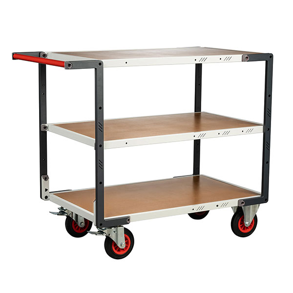 Werkstattwagen Mit 3 Ablagen, Mittelgroß, 1000 X 595 Mm – 1 Griff – 400 Kg – Gummiräder Ø 160 Mm - 884722234