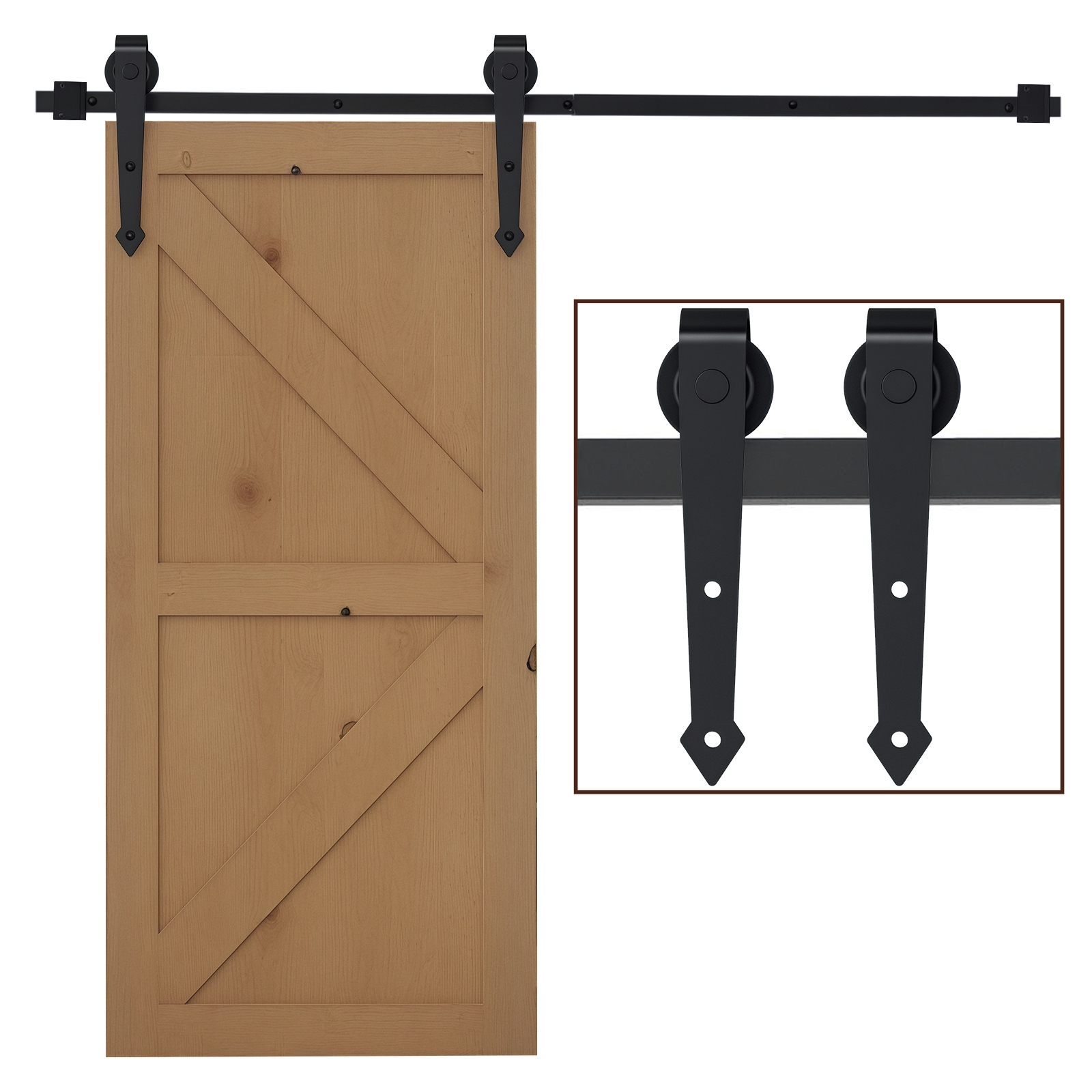 Schiebetürbeschlagset Pfeilform Kohlenstoffstahl Homaire 200x4x1 Cm - Schwarz
