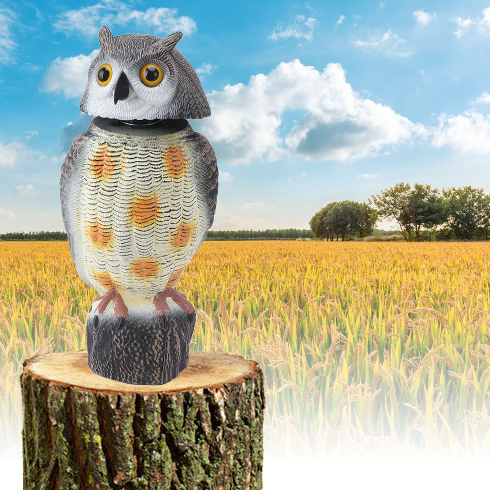 Bucklige Eule In Form Eines Pilzes Mit Gelben Flecken - Ein Dekoratives Vogelabwehrmittel Für Gärten Und Die Jagd.