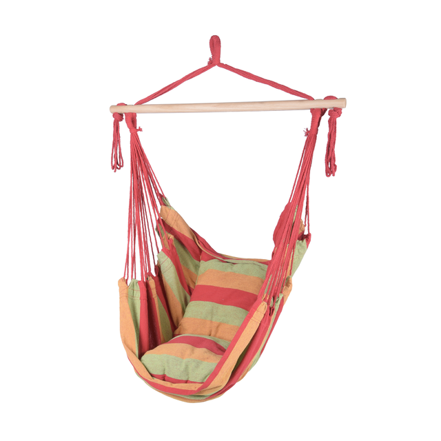 Hängesessel Schaukelstuhl Relaxsessel Hartholz Baumwolle rot grün gelb h 120 cm