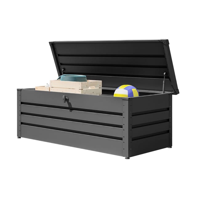 GFP Primeyard Gartenbox 179x79x61 cm Aufbewahrungsbox Auflagenbox Gartentruhe Metall Anthrazit