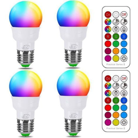 Led-lampe – E27 – 5 W – 2700 K – Infrarot-fernbedienung – 4er-pack