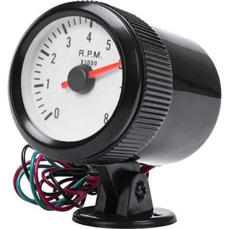 Drehzahlmesser Für Kraftfahrzeuge – 52 Mm – 0 Bis 8000 U/min – 12 V Gleichstromversorgung – Rote Beleuchtung/blaues Gehäuse – Universell Für Pkw, Lkw Und Boote – 1 Stück