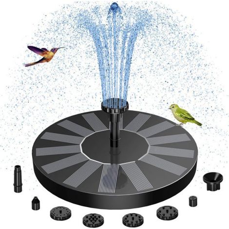 Schwimmender Solarbrunnen – Solarpumpe Mit 6 Düsen – Für Vogelteiche Und Kleine Teiche – 14,5 X 14 X 4,4 Cm – Schwarzes Kunststoffharz
