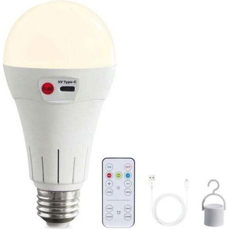Kabellose, Wiederaufladbare Led-lampe – Wiederaufladbar – Inklusive Fernbedienung – E27-sockel – 5000 Mah