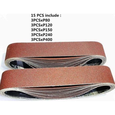 Gemischtes Schleifband – 50 X 686 Mm – Körnung 80/120/150/240/400 – 15 Bänder – Offene Aluminiumbeschichtung