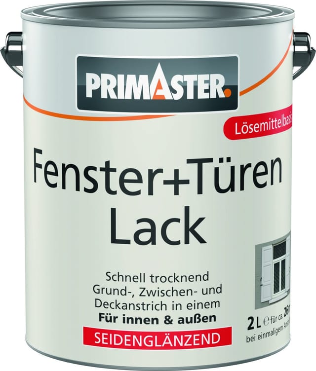 Primaster Fenster + Türenlack 2 L weiß seidenmatt Lack