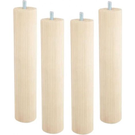 Bettbeine – M8 – Rohbuche – Höhe 250 Mm – Durchmesser 50 Mm – 4er-set