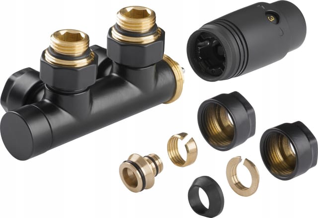 Invena Duoplex Set Mattschwarze Thermostatventile