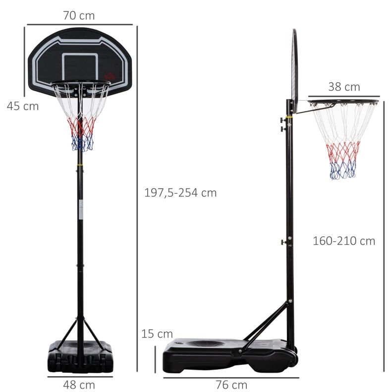 Höhenverstellbarer Outdoor-basketballkorb Mit Rollen, Schwarz Havrya