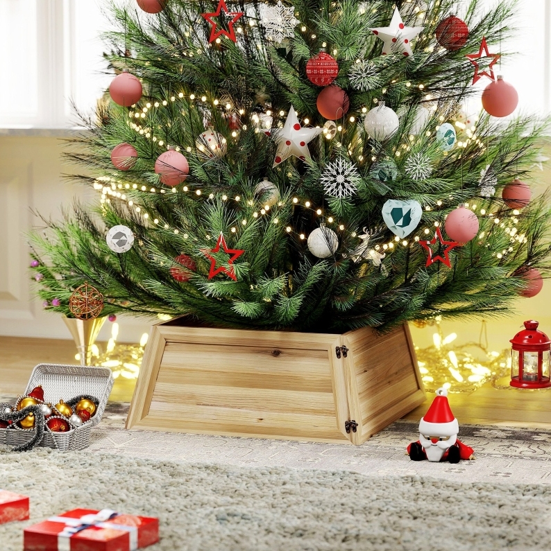 Weihnachtsbaumrock 65 X 65 Cm Aus Natürlichem Tannenholz, Rustikaler Stil Havrya