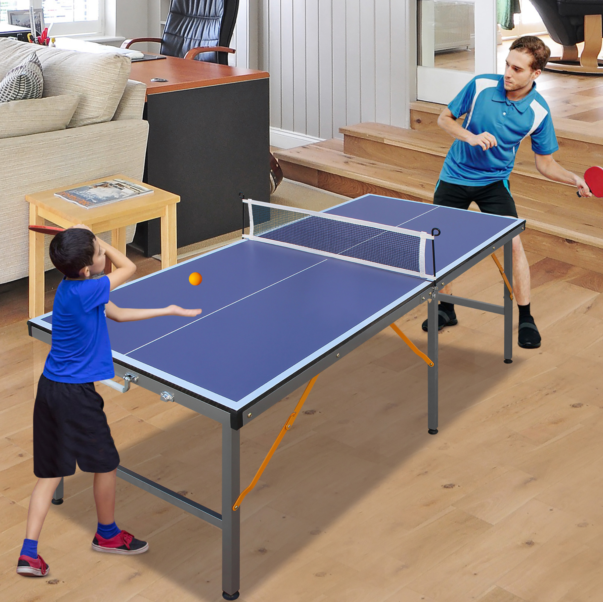 Klappbare Tischtennisplatte 152,4 X 66,04 X 66,04 Cm, Blau Mit Netz Havrya