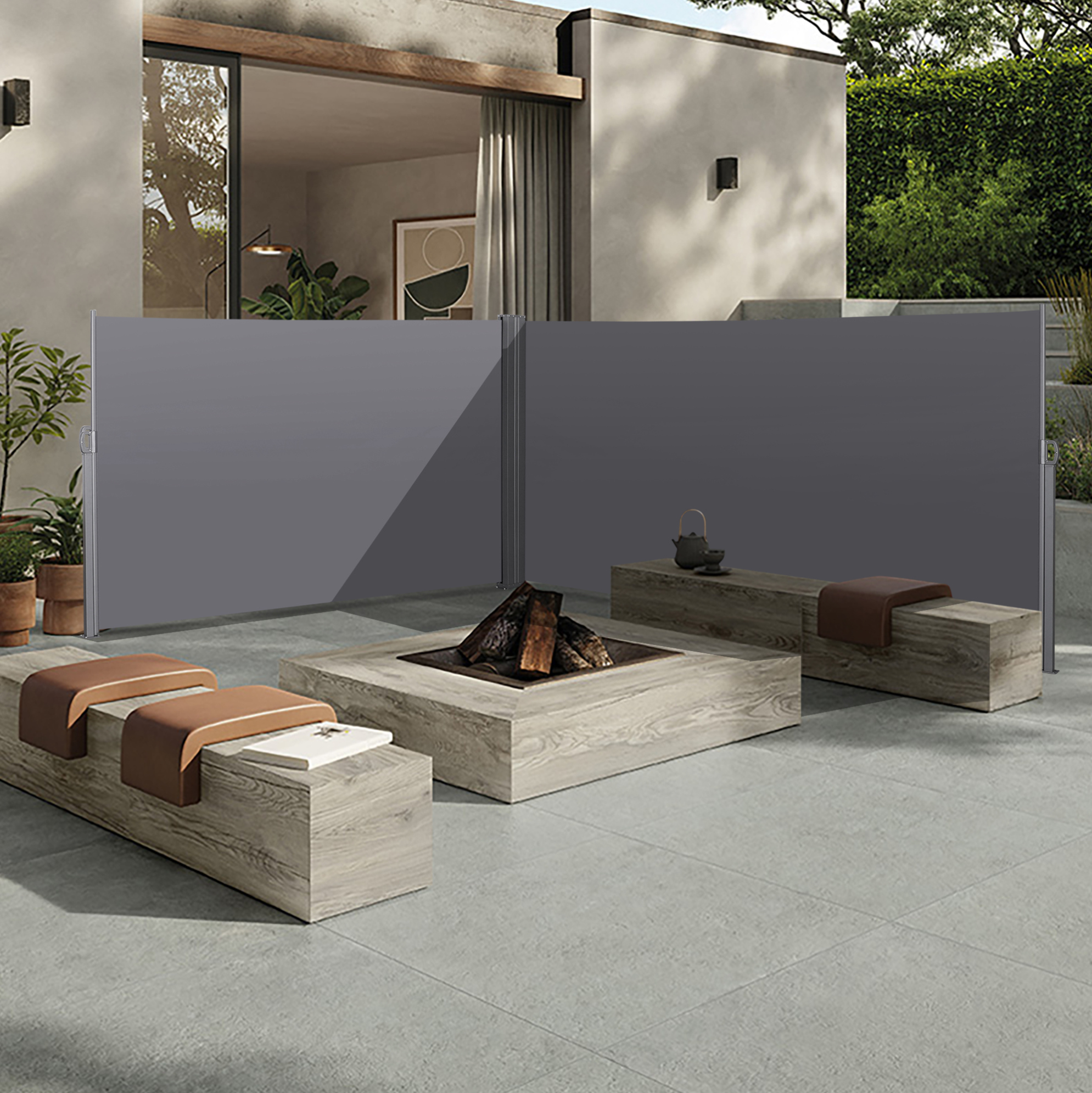Ausziehbare Seitenmarkise 180 X 600 Cm, Wasserdicht Und Blickdicht, Dunkelgrau Havrya