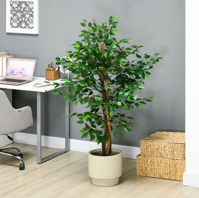 Künstliche Ficus-pflanze 150 Cm Mit Topf, Grün Havrya
