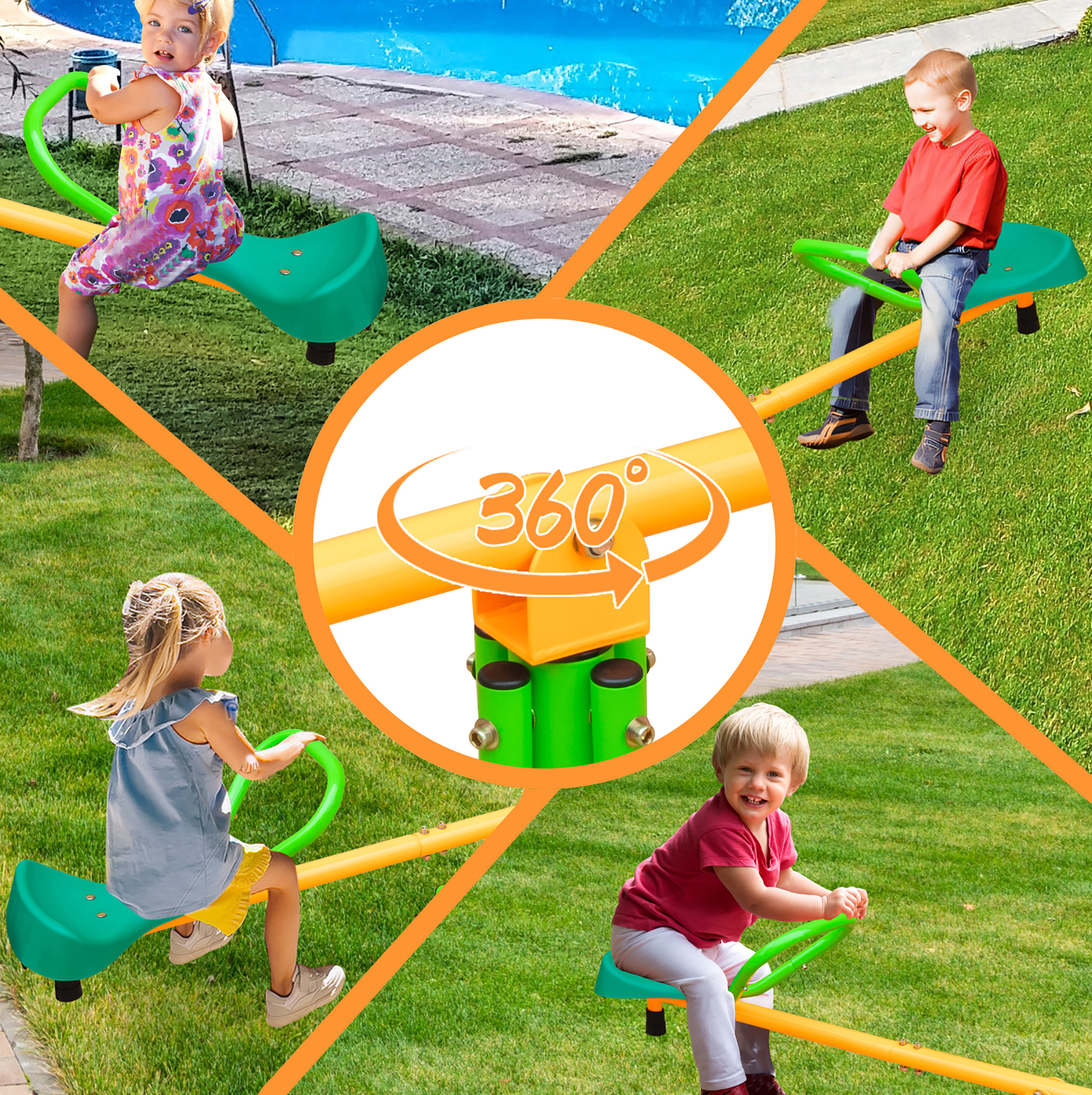 Doppelwippe Für Kinder 180,34 Cm, Rutschfest, Gelb Und Grün Havrya