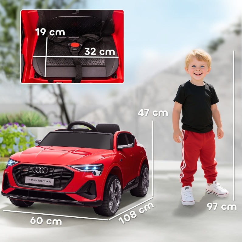 Kinder-elektroauto Bis 5 Km/h Mit Fernbedienung, Sicherheitsgurt, Musik, Rot Havrya