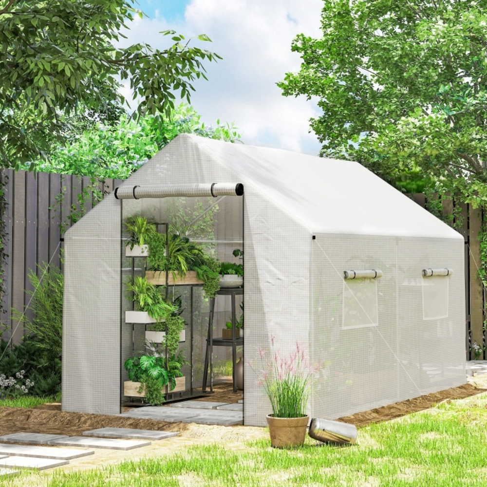 Folientunnel 3 X 2 X 2 M, 4 Mesh-fenster, Verzinkter Stahl, Weiß Havrya