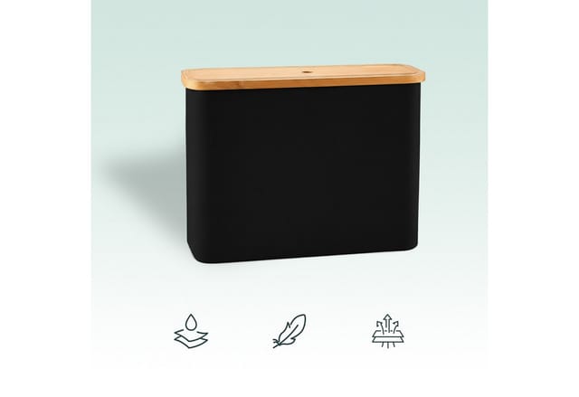 Relaxdays Toilettenpapier Aufbewahrung, 12 Rollen, HxBxT: 34,5 x 45 x 15 cm, Stoff, Bambus, Reserverollenhalter, schwarz