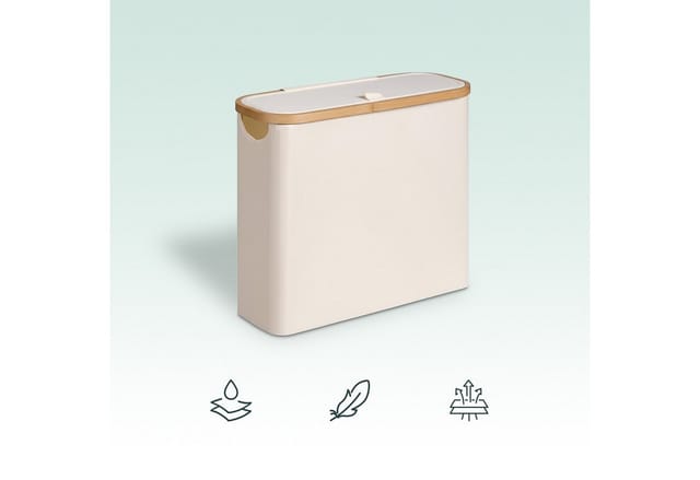Relaxdays Toilettenpapier Aufbewahrung, 12 Rollen, HxBxT: 38 x 43 x 17 cm, Stoff, Bambus, Klopapier Korb, Vorrat, beige