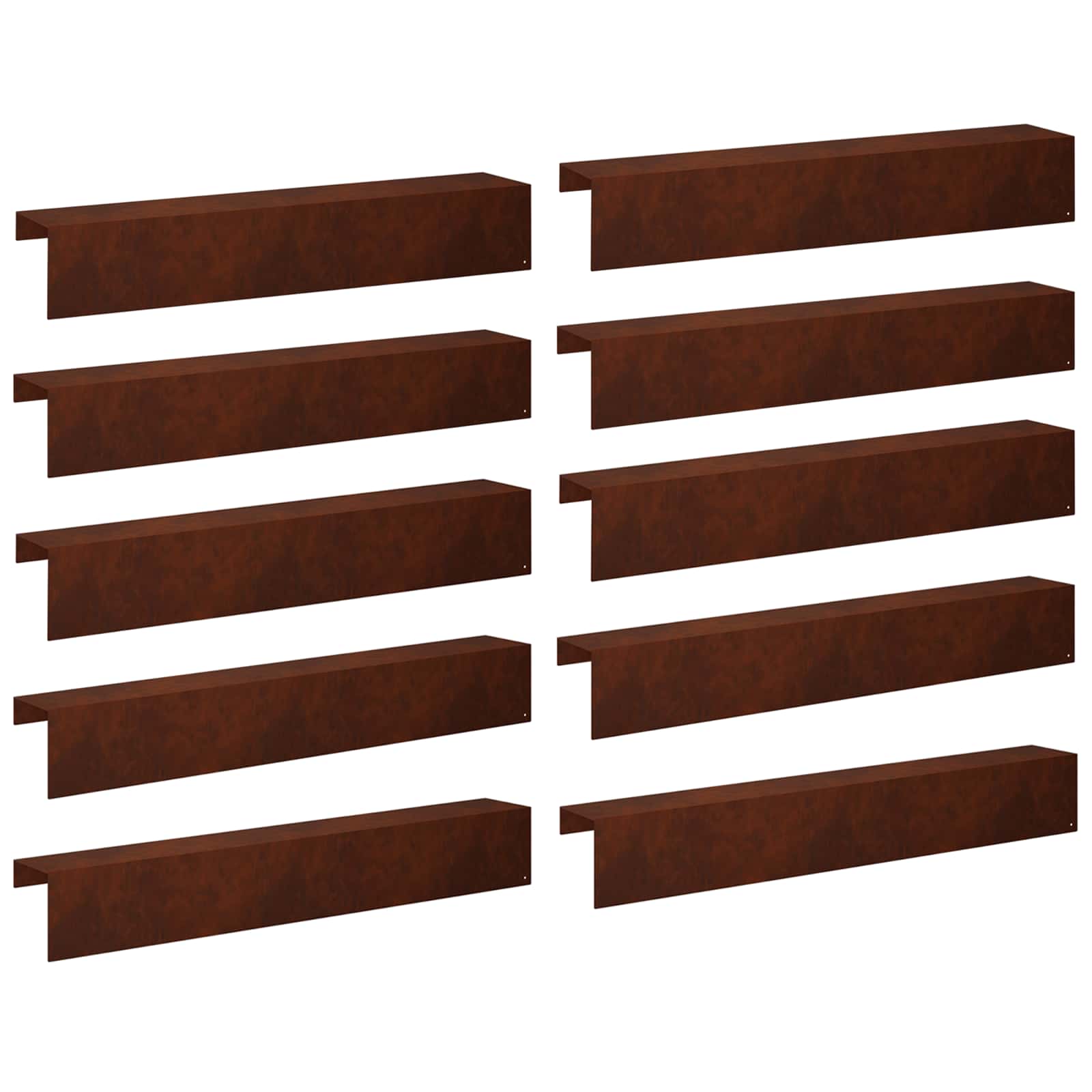 Garten-abdeckprofil 10 Stk. 100 X 15 X 15 Cm Wetterfeststahl Vidaxl