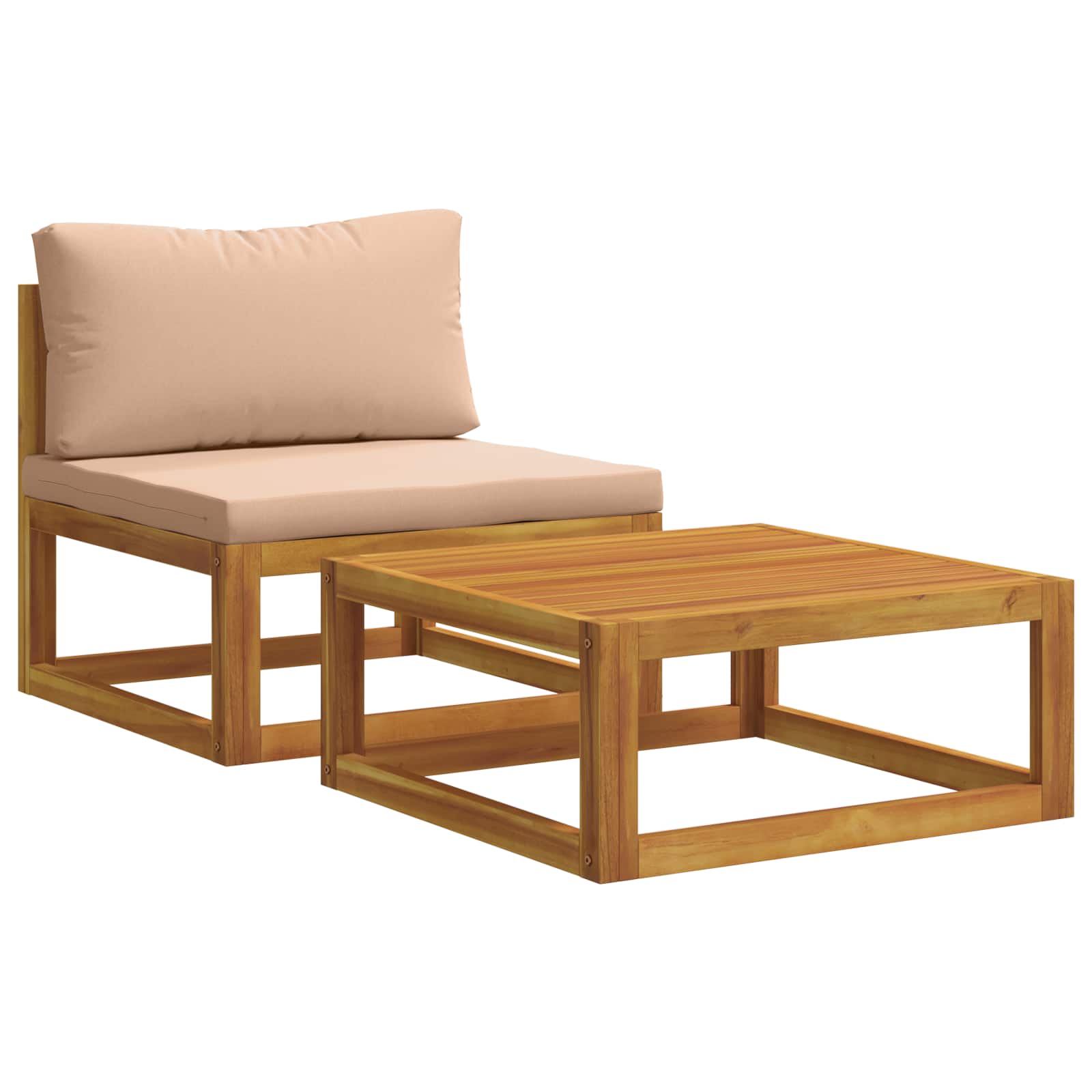 Modulares Sofa-set Mit Kissen 2 Stk. Massivholz Akazie Natur Vidaxl