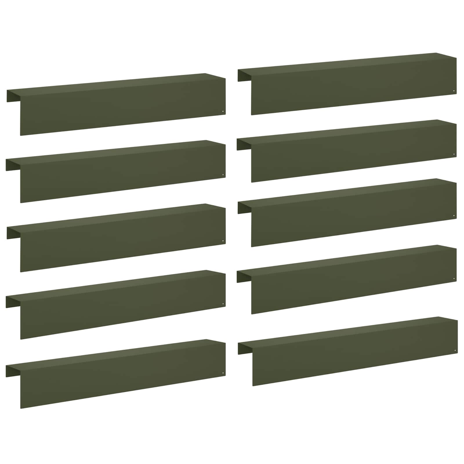 Garten-abdeckprofil 10 Stk. 100 X 15 X 15 Cm Stahl Olivgrün Vidaxl