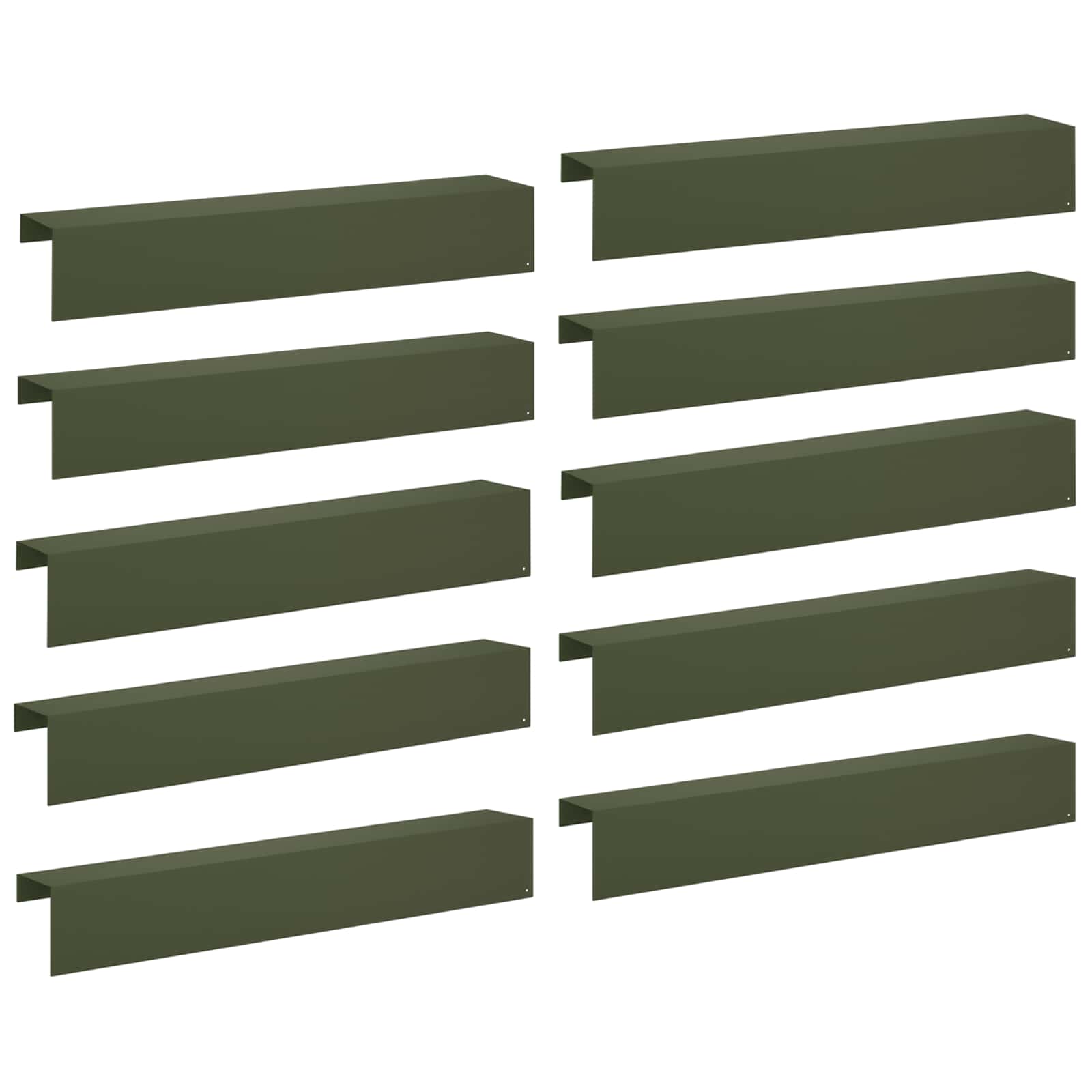 Garten-abdeckprofil 10 Stk. 100 X 20 X 15 Cm Stahl Olivgrün Vidaxl