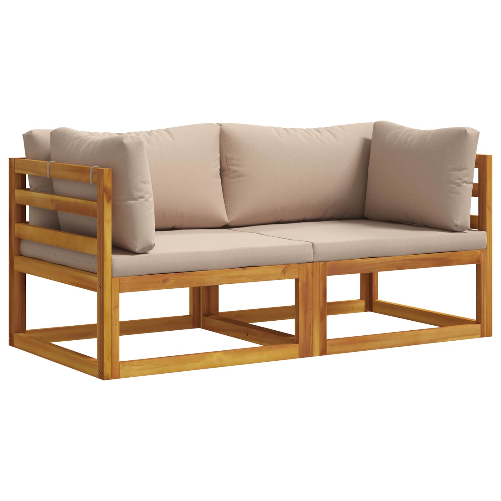 Ecksofa Mit Kissen 2 Stk. 2-sitzer Massivholz Akazie Natur Vidaxl