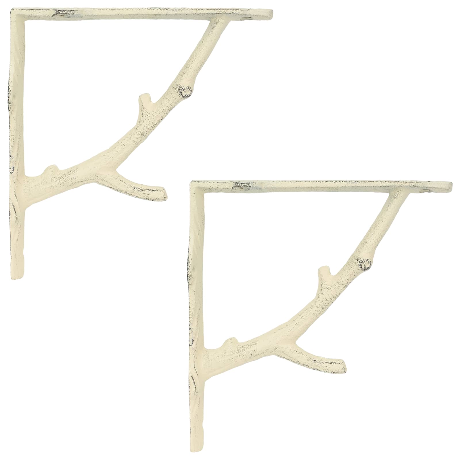 Wandregalhalterungen 2 Stk. Antik Weiß 14 X 14 X 4 Cm Stahl Vidaxl