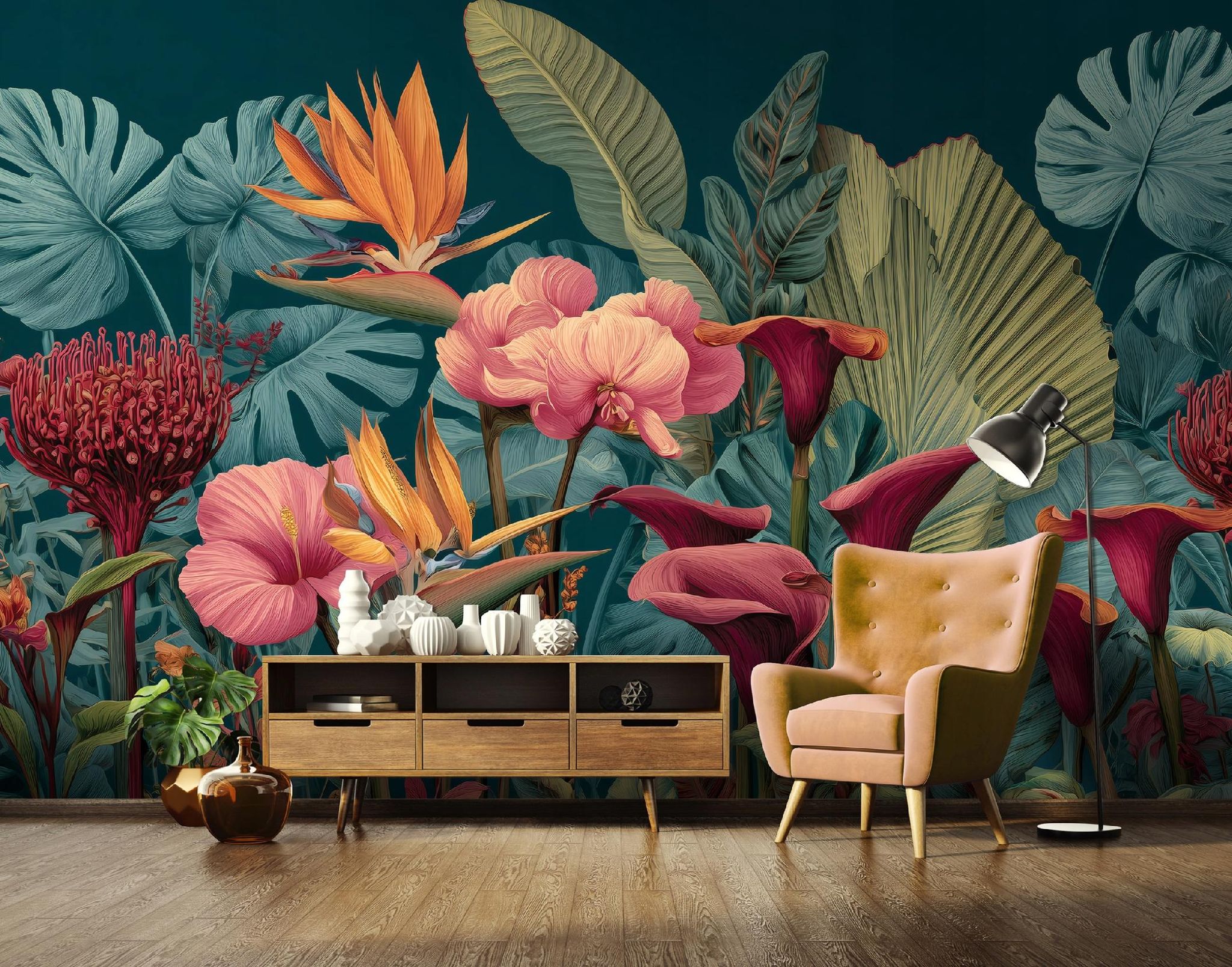 Fototapete Blumen Blätter Natur, Für Wohnzimmer Und Schlafzimmer, 250 X 175 Cm – Komplettset Inkl. Kleister & Anleitung