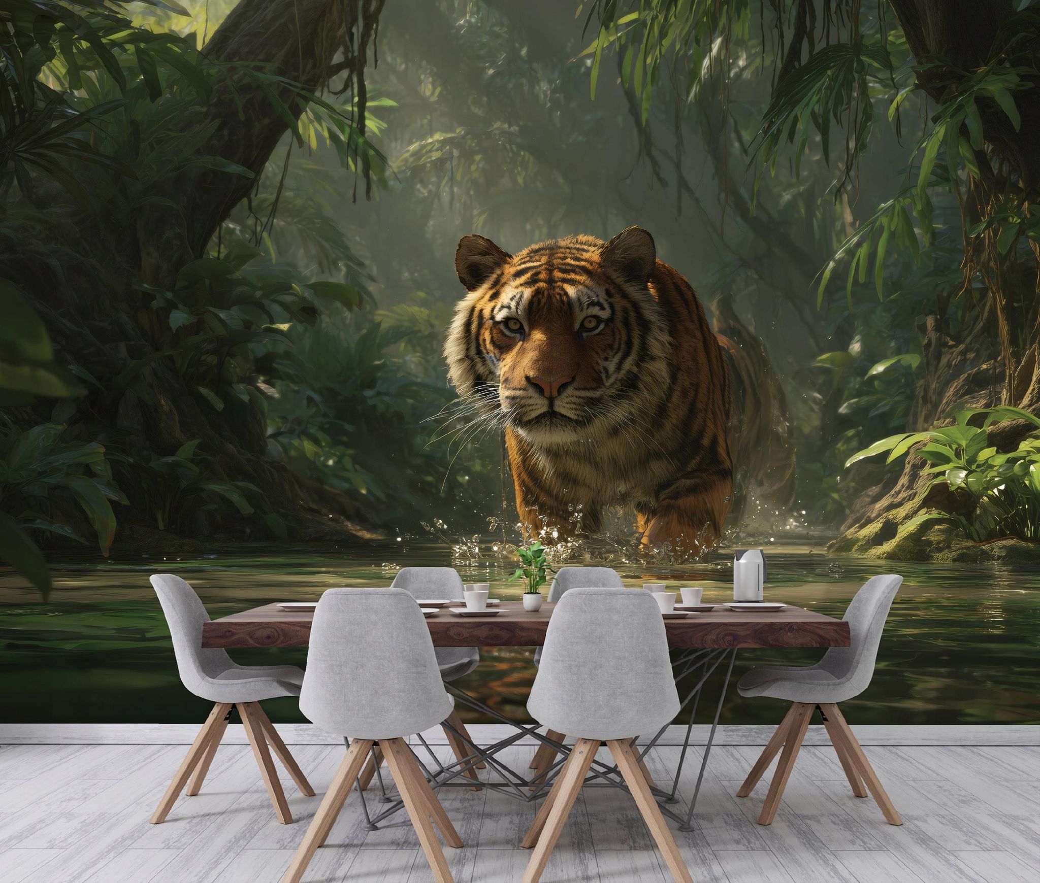Fototapete Tiger Wald Dschungel, Für Wohnzimmer Und Schlafzimmer, 350 X 250 Cm – Komplettset Inkl. Kleister & Anleitung