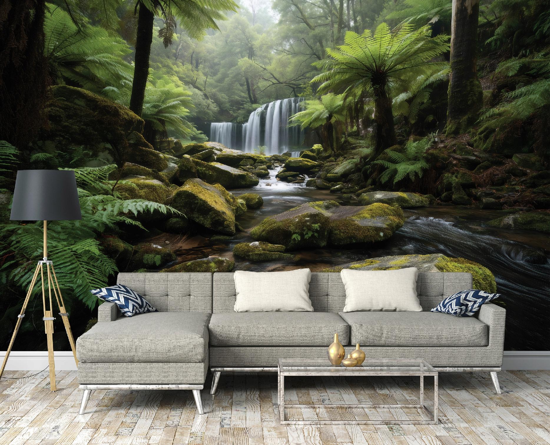 Fototapete Wald Wasserfall Bäume, Für Wohnzimmer Und Schlafzimmer, 250 X 175 Cm – Komplettset Inkl. Kleister & Anleitung