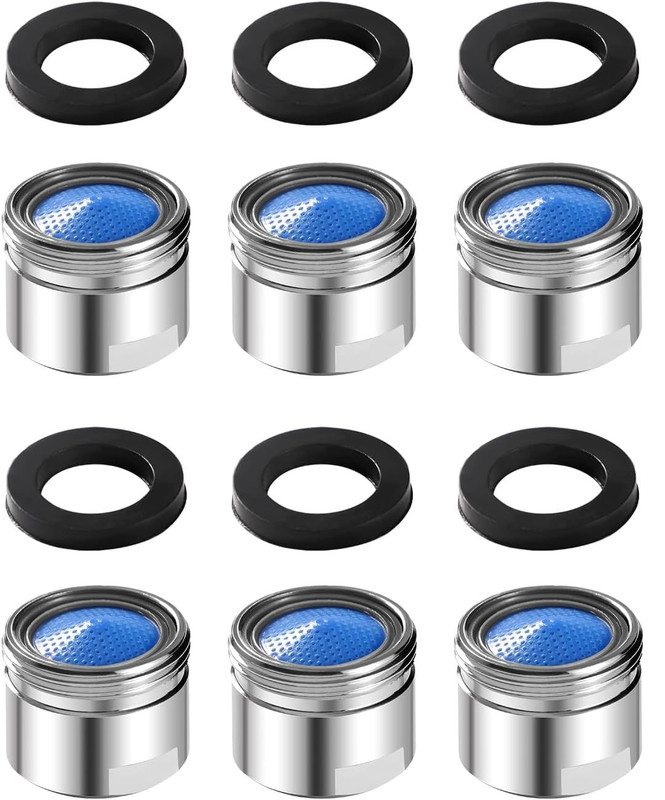 Set Mit 6 M18-wasserhahn-luftsprudlern, Inklusive 6 Dichtungsscheiben, Filterzubehör Mit Abs-filter, Für Küche Und Bad – Silber – 18 Mm
