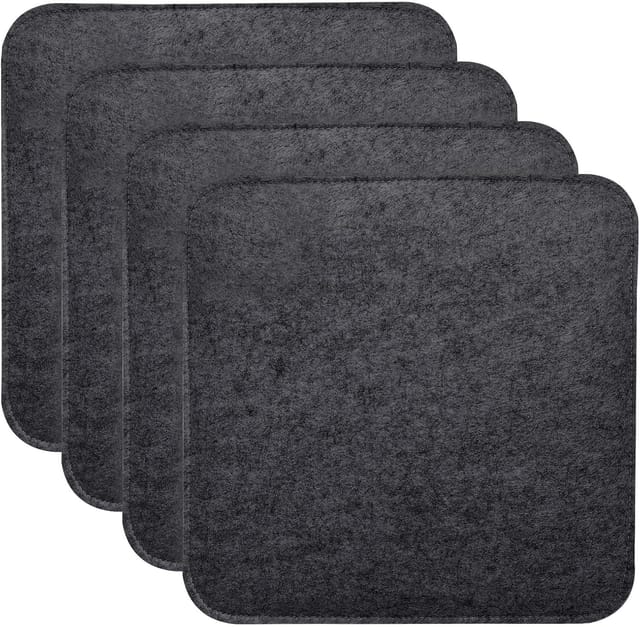 Yorking 4er Set Stuhlkissen, Quadratisch Filz Sitzkissen 35 X 35 Cm Sitzauflagen Für Bank, Sitzkissen Mit Rutschfesten Einlagen Für Alle Arten Von Stühlen, Für Drinnen Und Draußen (schwarz)