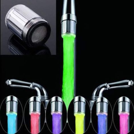 2 Stück Led-wasserhahn, 7 Farben Wechselnder Leuchtender Wasserhahn, Licht, Wasserfluss, Farbwechsel, Wasserhahn, Waschbecken, Wasserhahn Für Küche, Badezimmer
