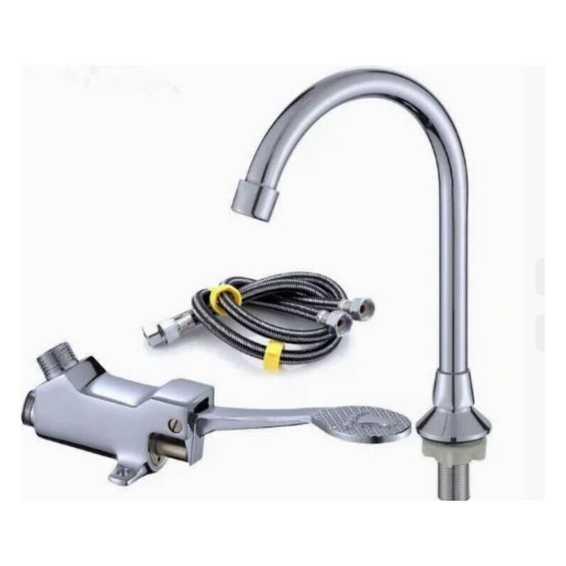 Fußbetätigter Wasserhahn Für Medizinische Labor-/badezimmerwaschbecken, Handwaschbecken-set Für Labore, Crezuo-fußschalter