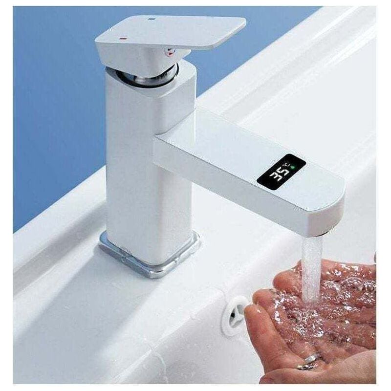 Einzigartige Waschtischarmatur Aus Reinem Messing, Neoperl-waschtischarmatur Mit Luftsprudler, Farbe: Chrom Und Weiß (crezuo).