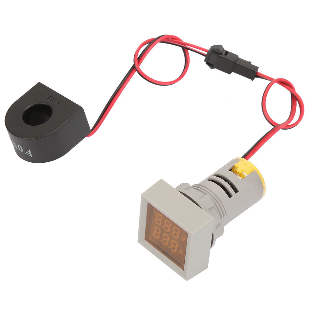 Voyant Led 2 En 1, Mini Ampèremètre/voltmètre Numérique, Lampe Signalétique Carrée (jaune)