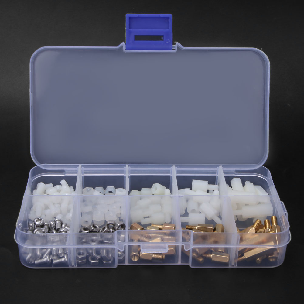 Kit D'Assortiment De 180 Vis Et Écrous Hexagonaux En Laiton, Nylon/acier Inoxydable, M3